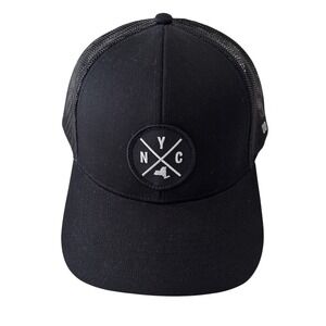 HAKA NYC Trucker Hat Mens Black Mesh Snapback Cap New York City Patch
